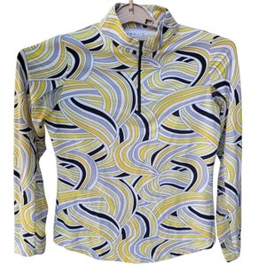 IBKUL 1/4 Zip Liza Print Mesh Long Sleeve Pullover Size S